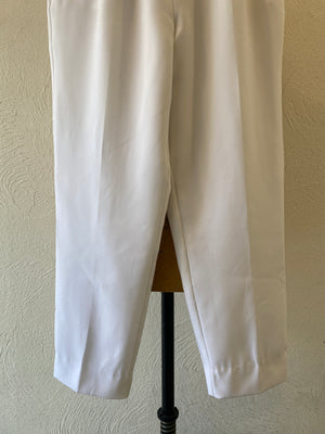 white tuck pants