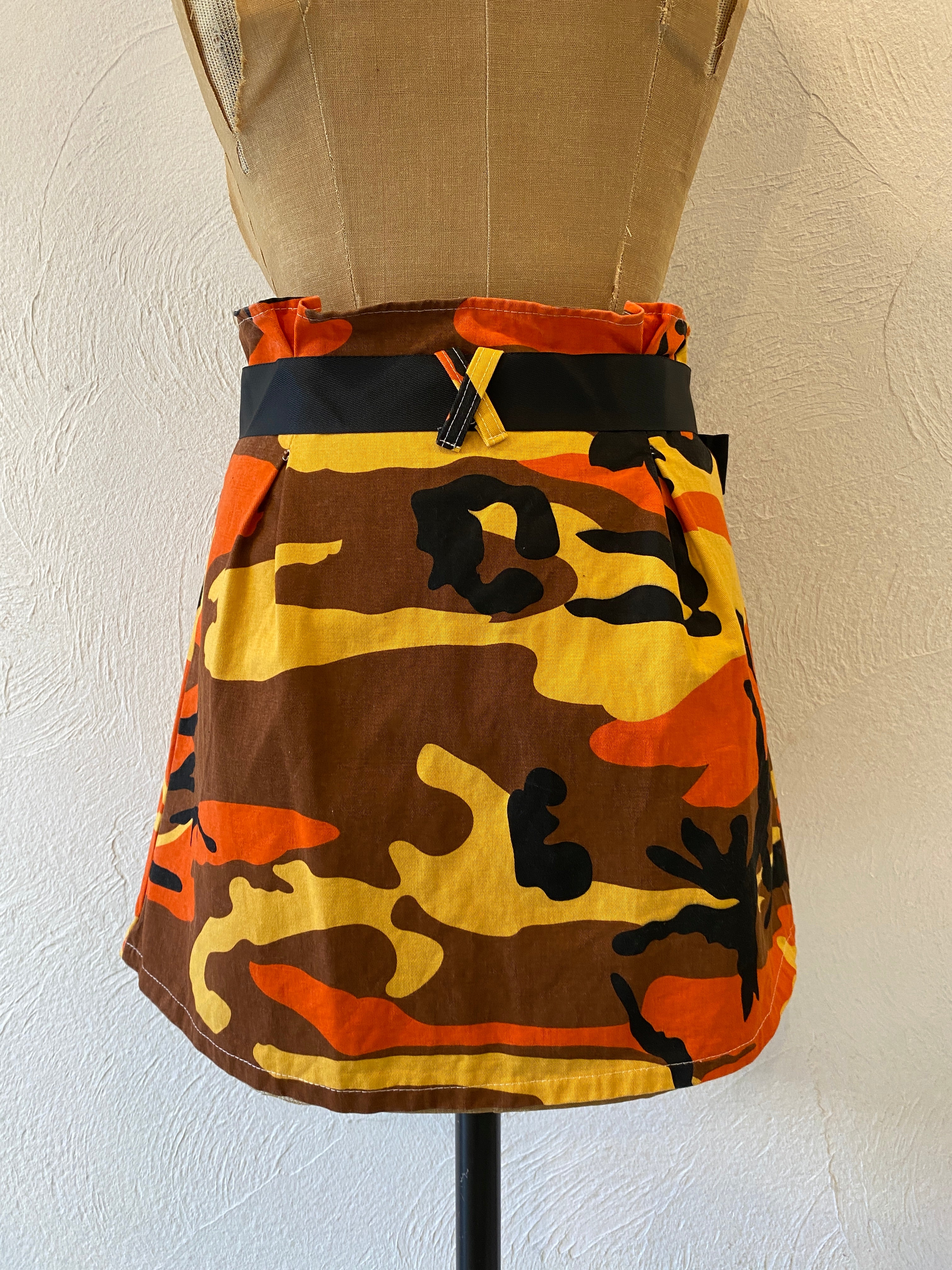 orange camouflage skirt