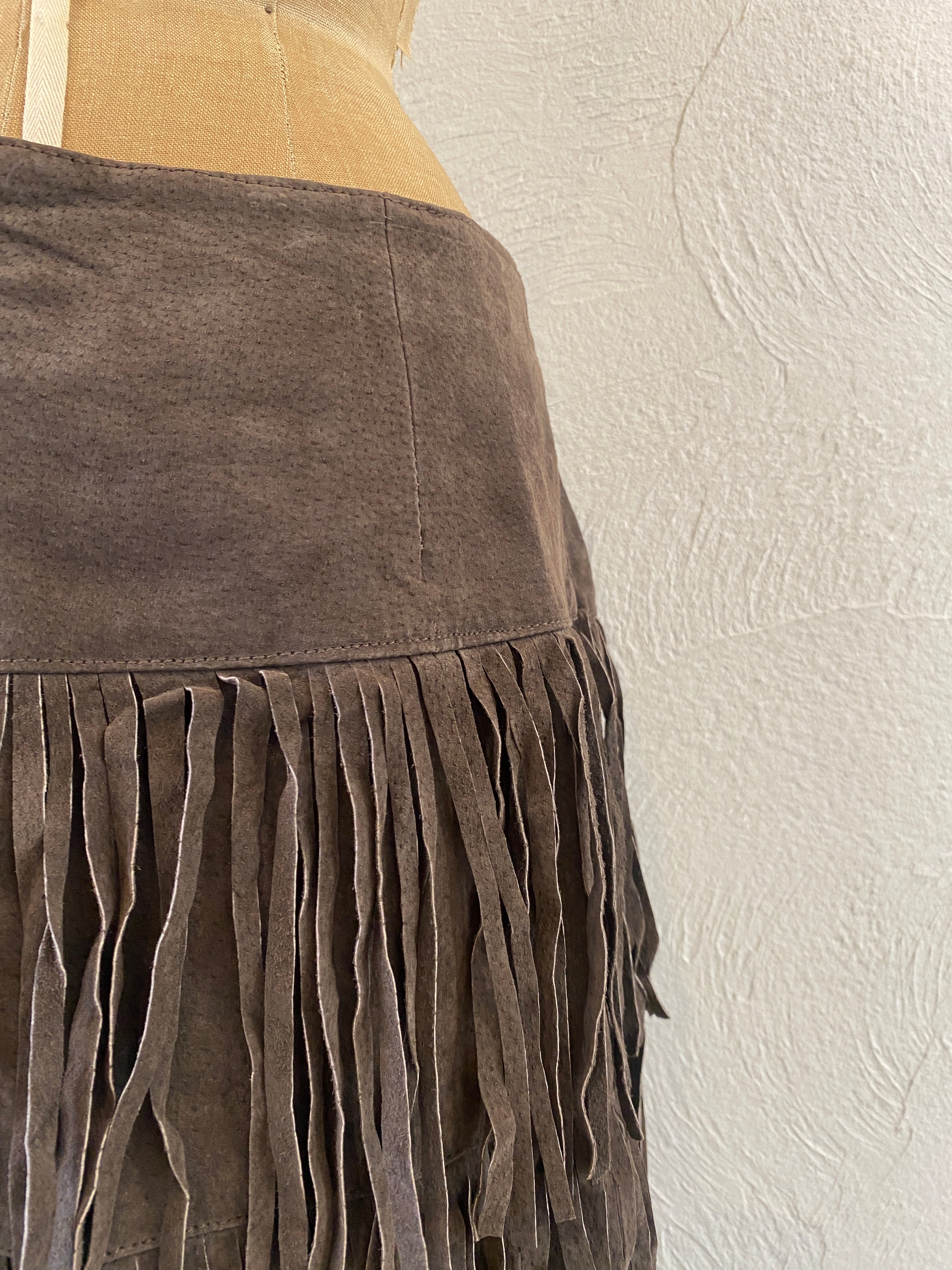 fringe leather skirt