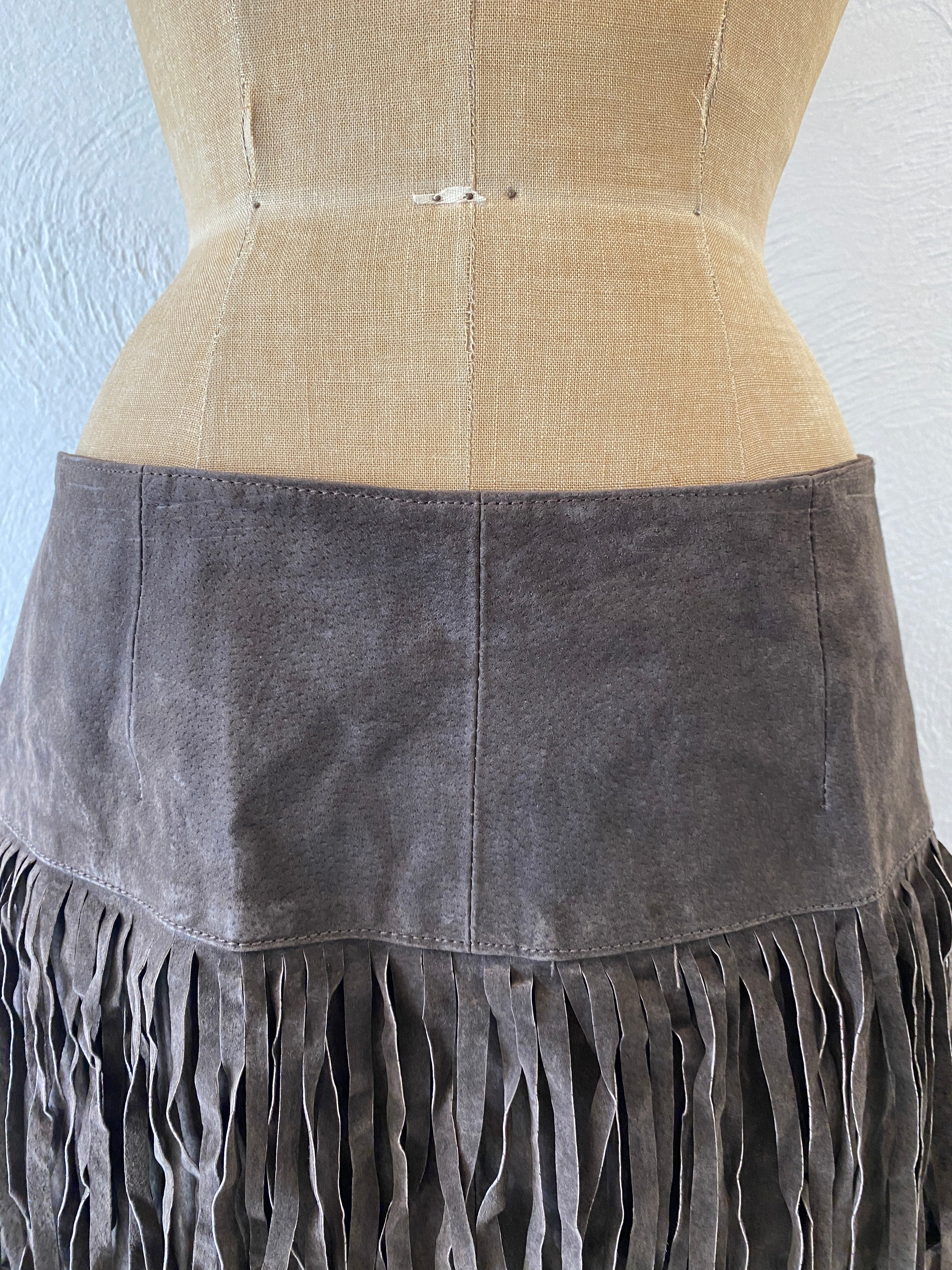 leather fringe skirt