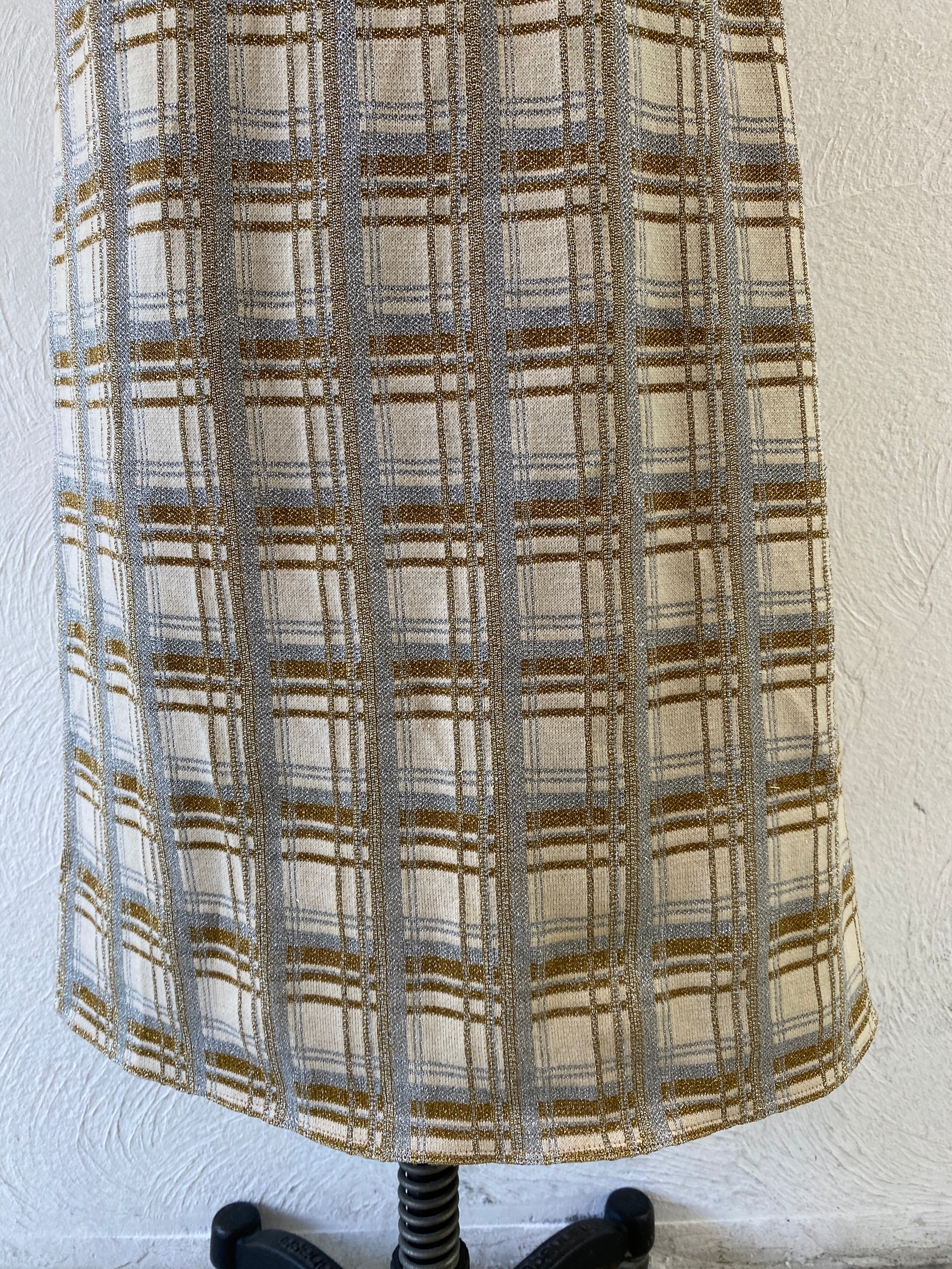 gold silver check skirt