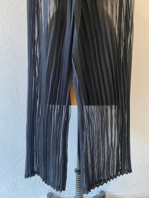 through pleats wide pants