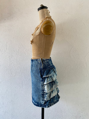 frill denim skirt