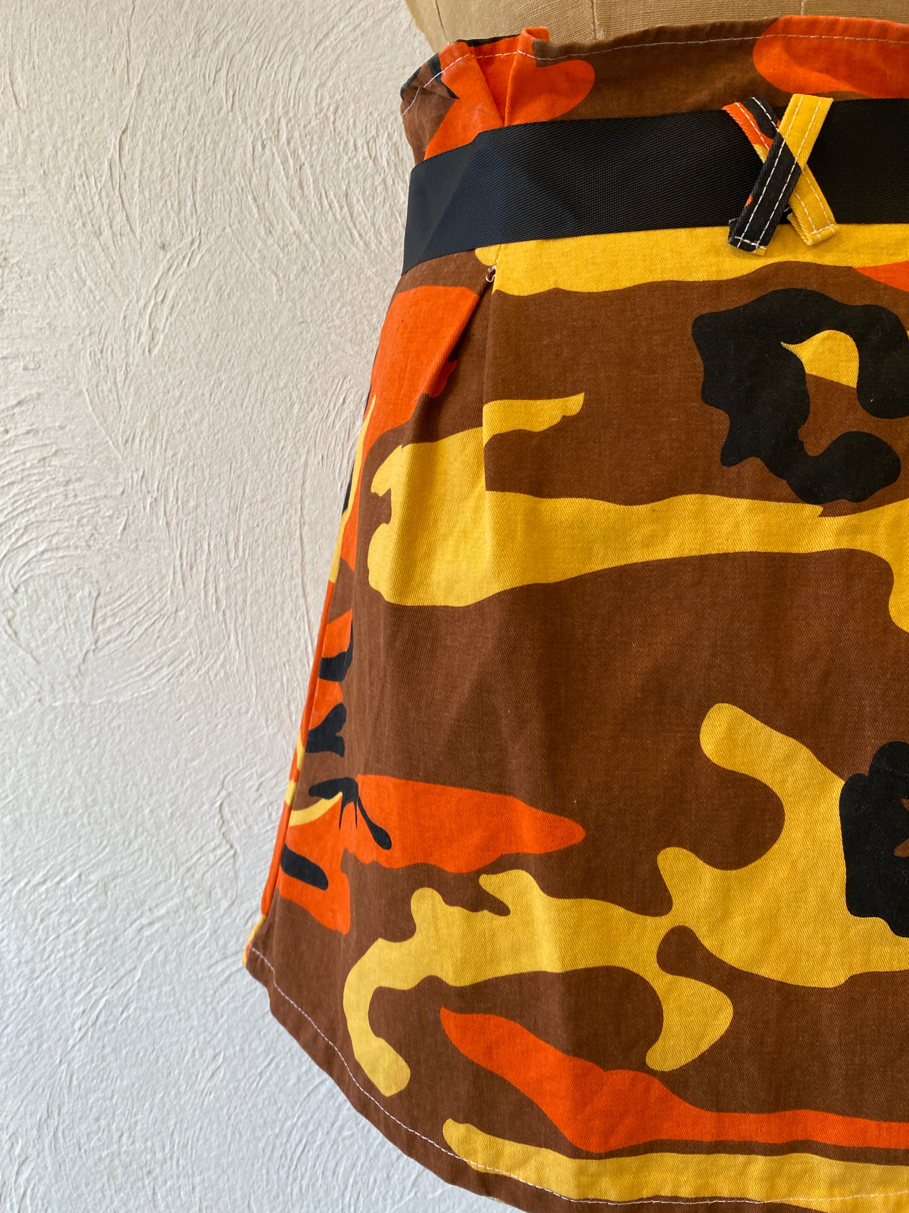 orange camouflage skirt