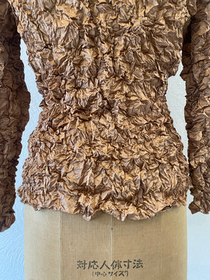 Wrinkle processing bronze blouse