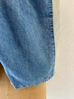 star embroidery denim pants