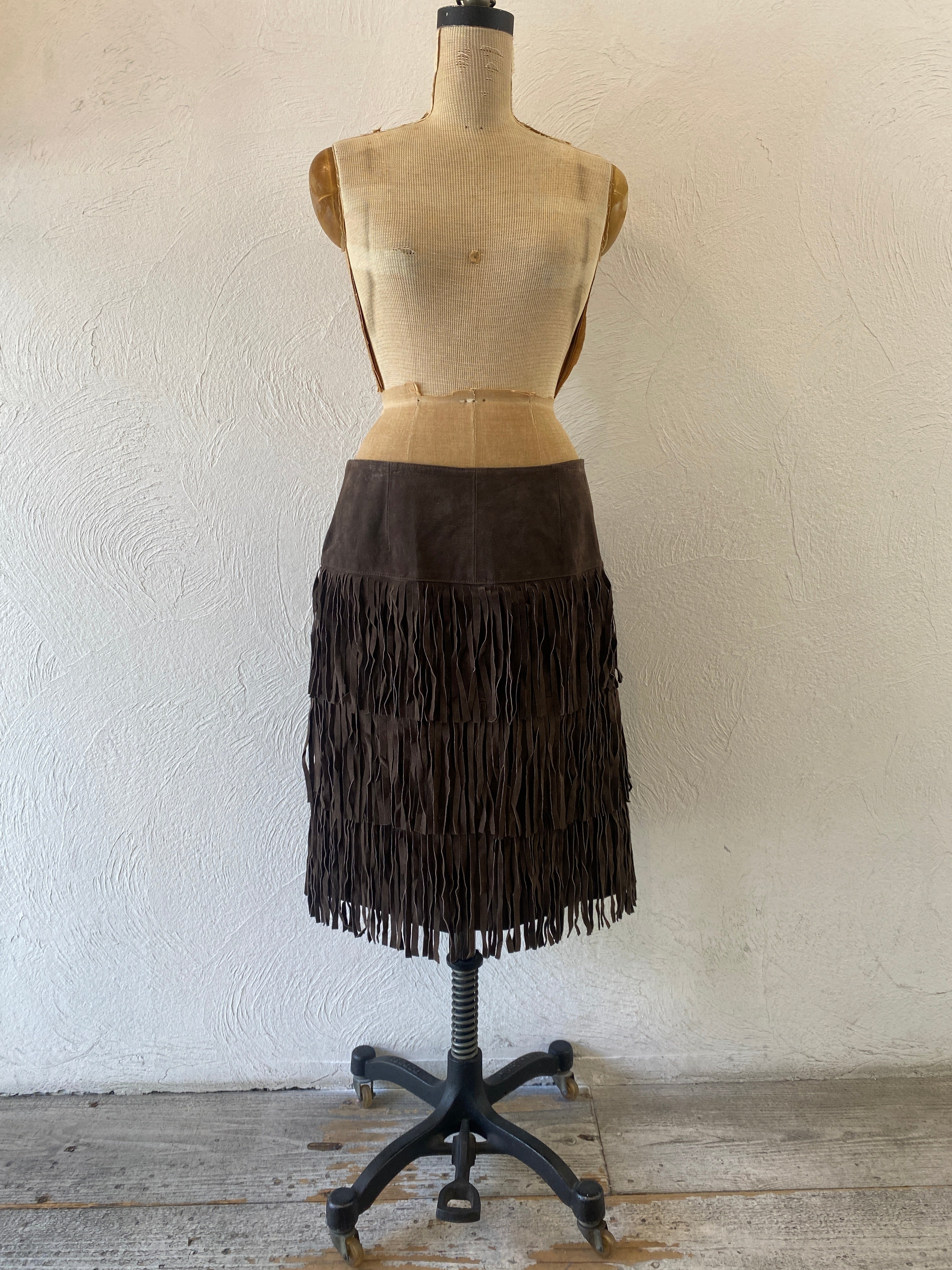 fringe leather skirt