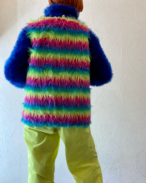 rainbow fur vest