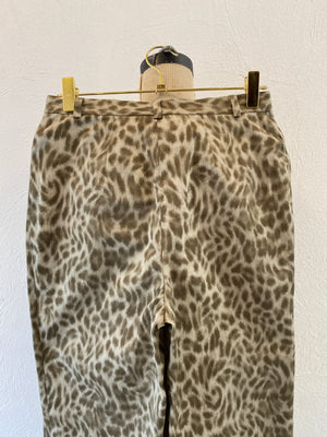 fur leoperd print pants