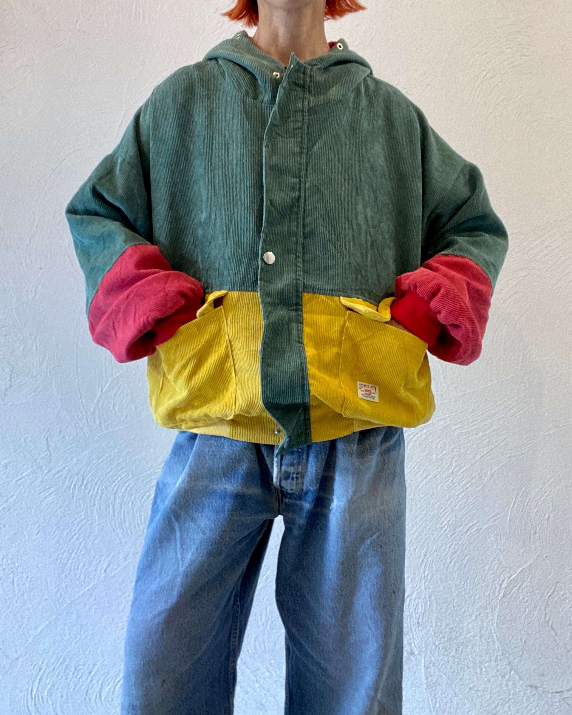 switching corduroy blouson