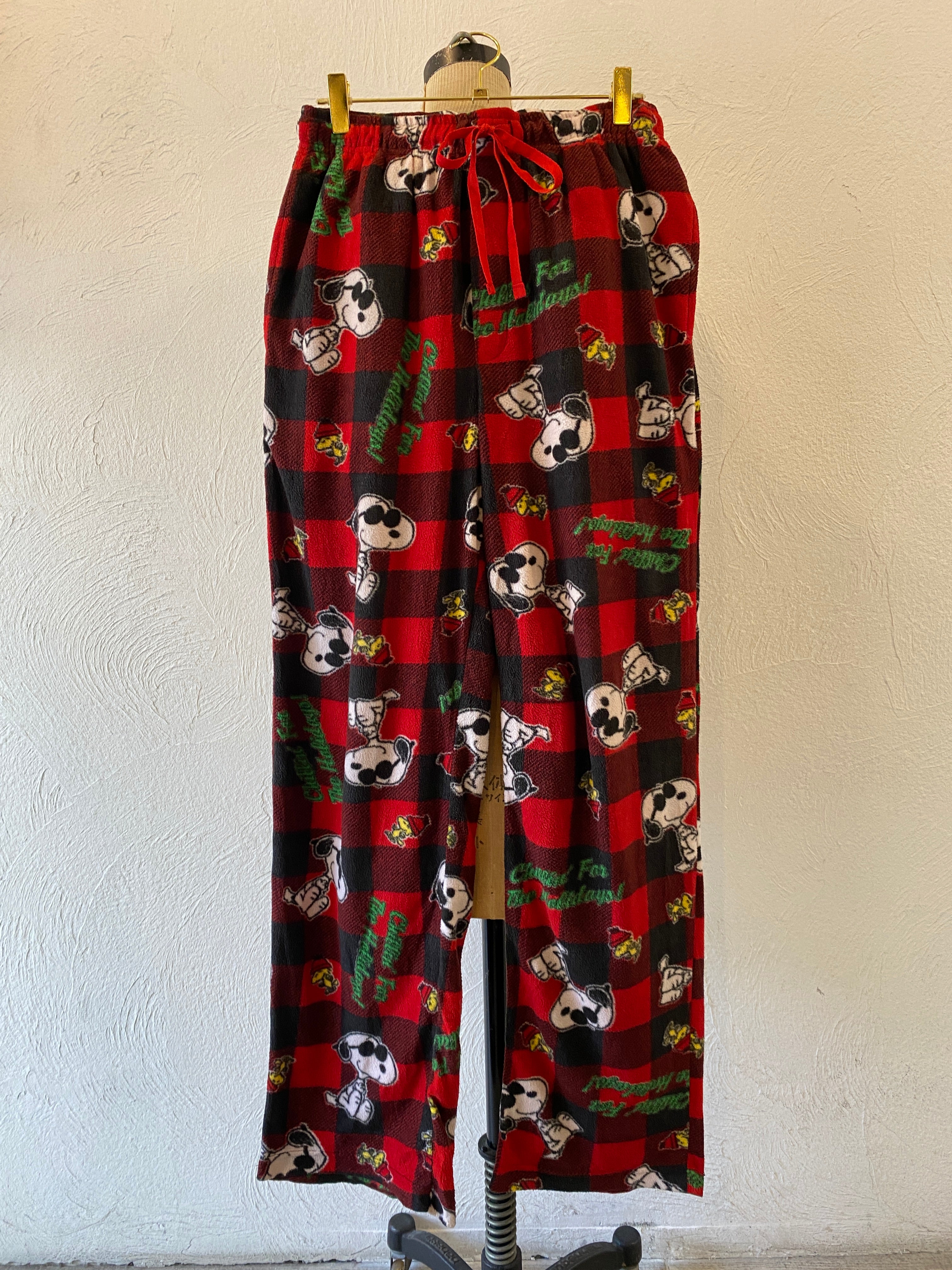 block check fleece pants