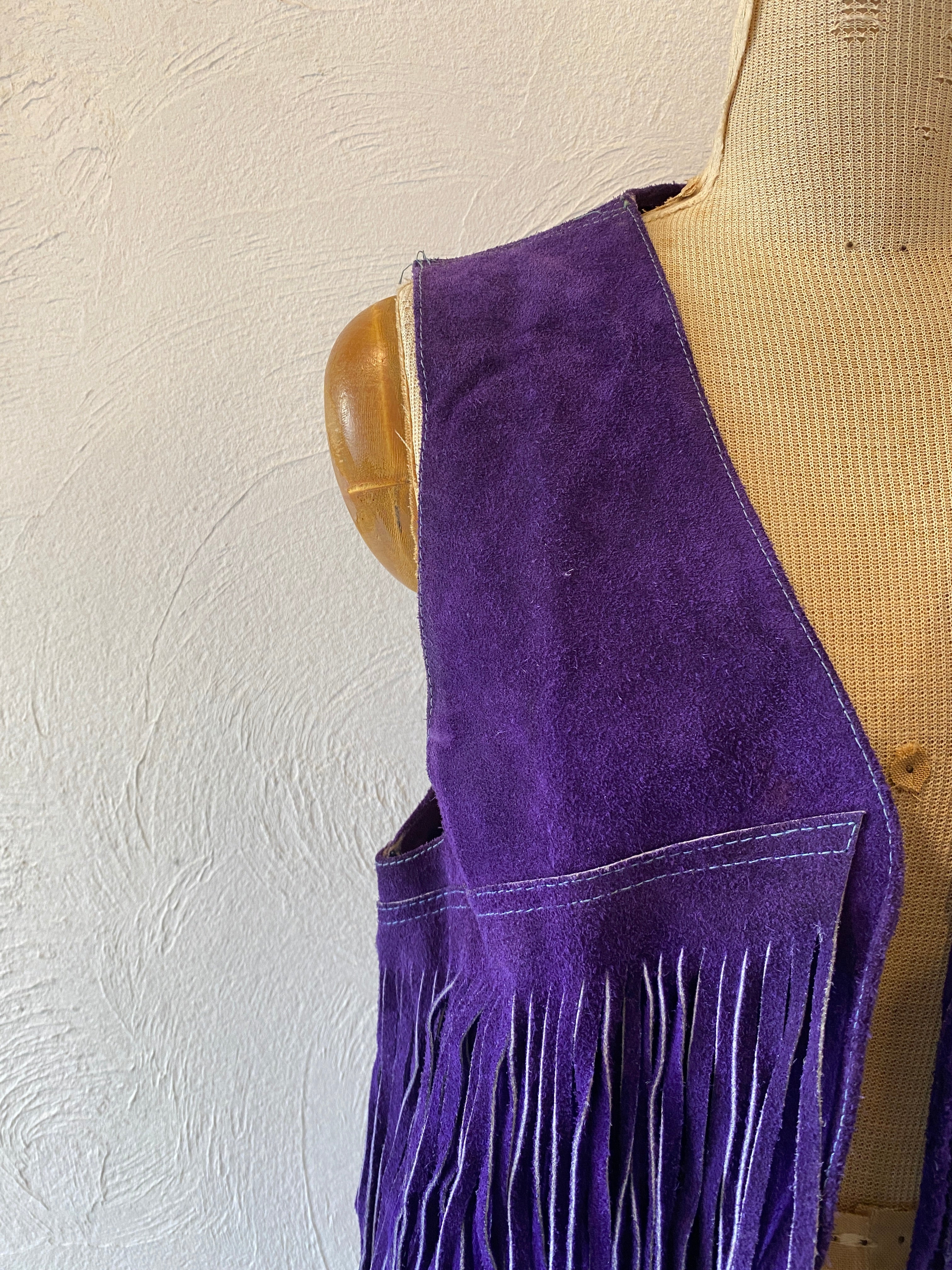 murasaki leather fringe vest