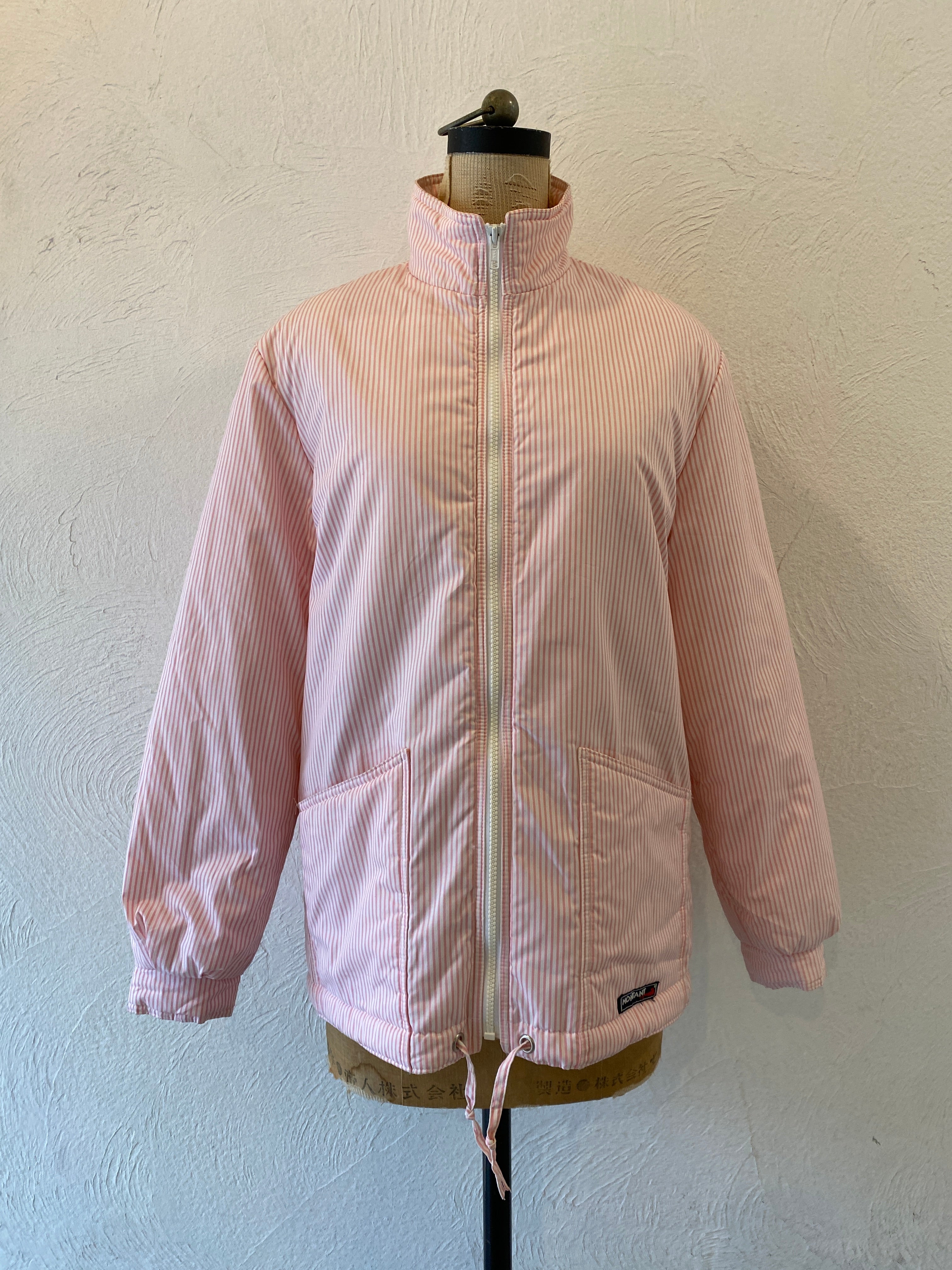 pink stripe padding blouson