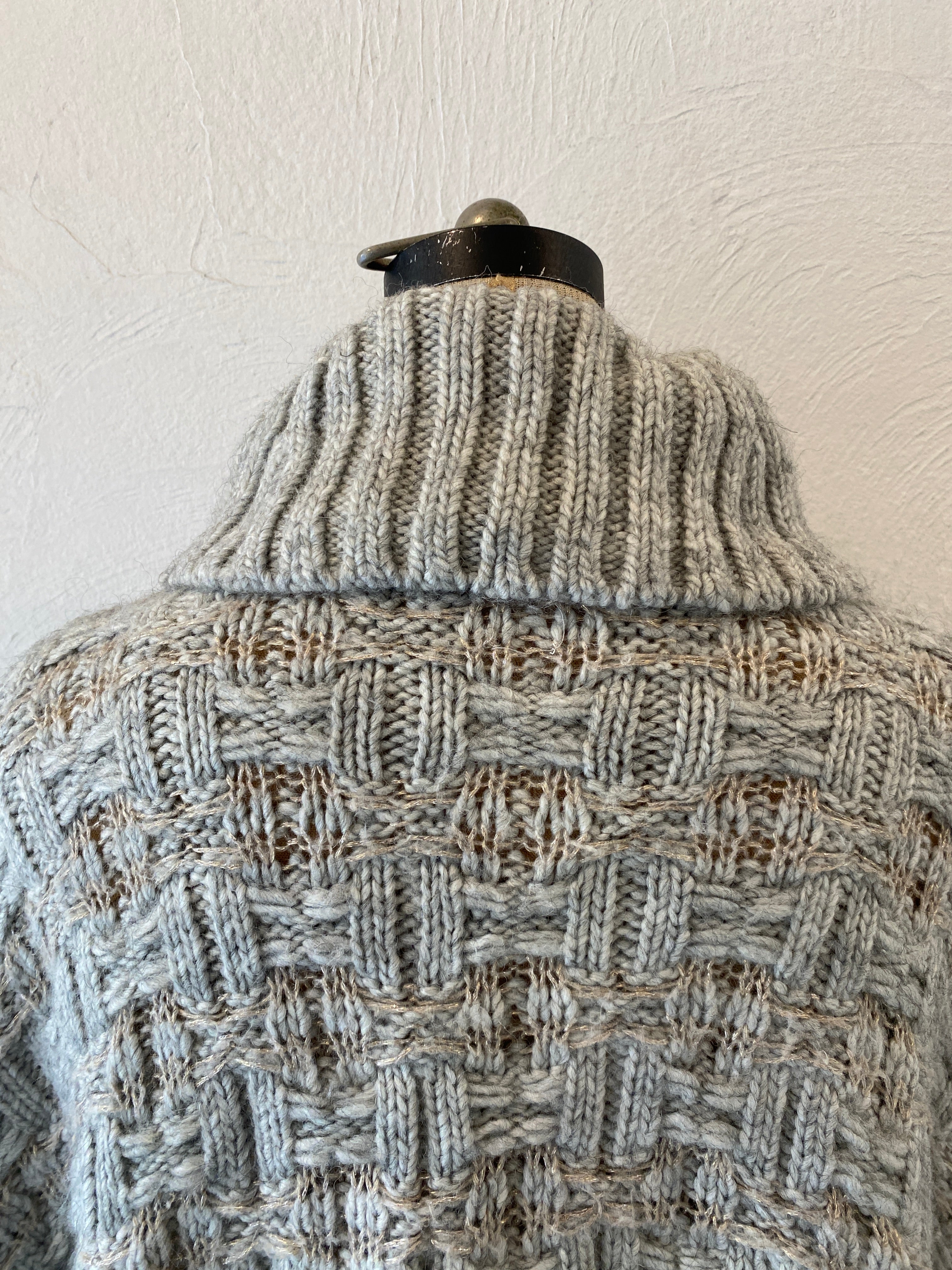 high neck poncho knit