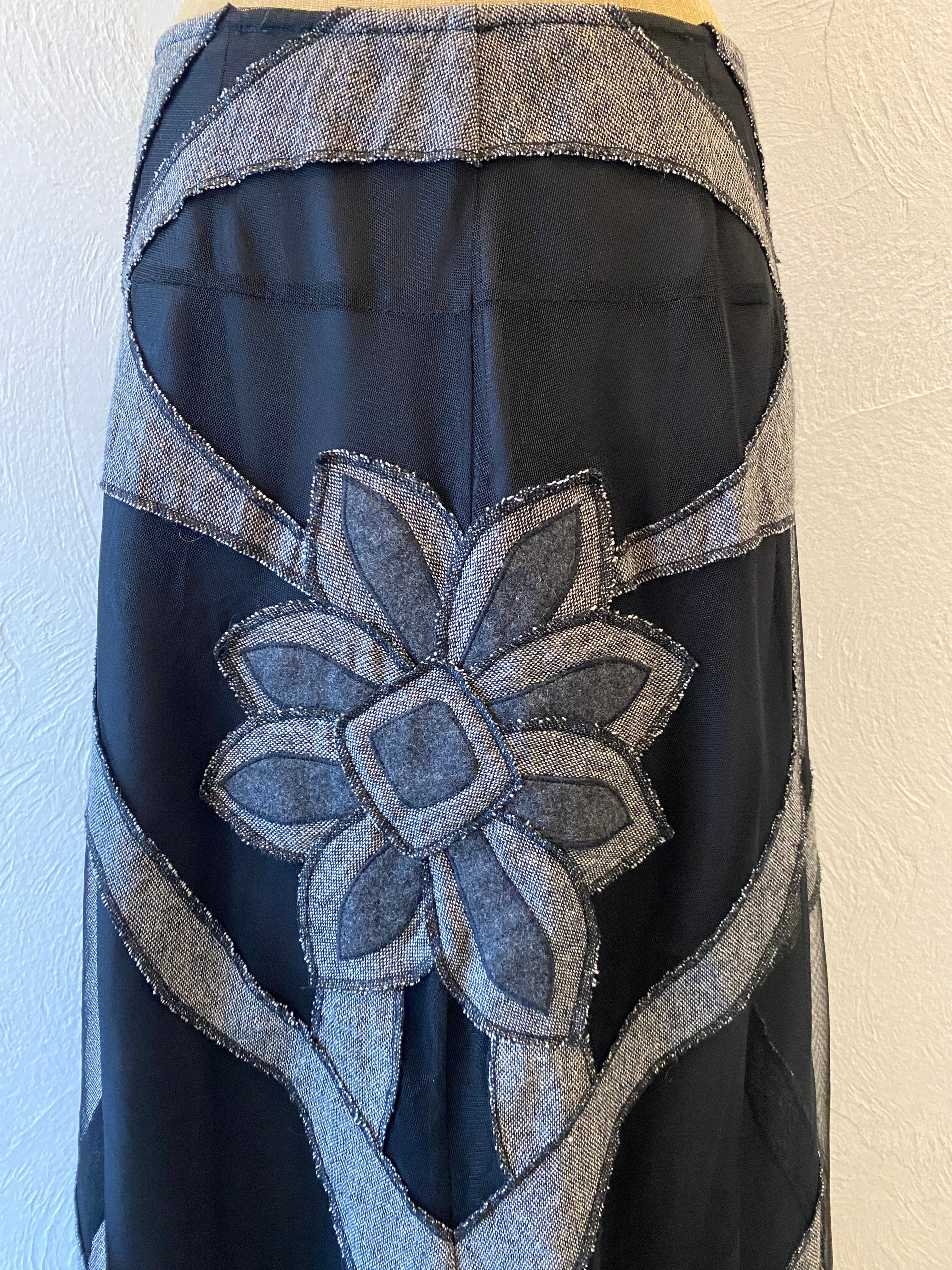 flower appliqué tull skirt