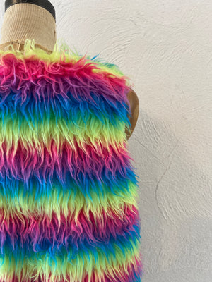 rainbow fur vest