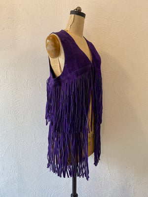 murasaki leather fringe vest