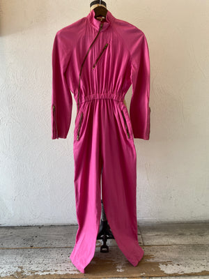 zip pink jump suit
