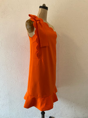 scallop orange dress