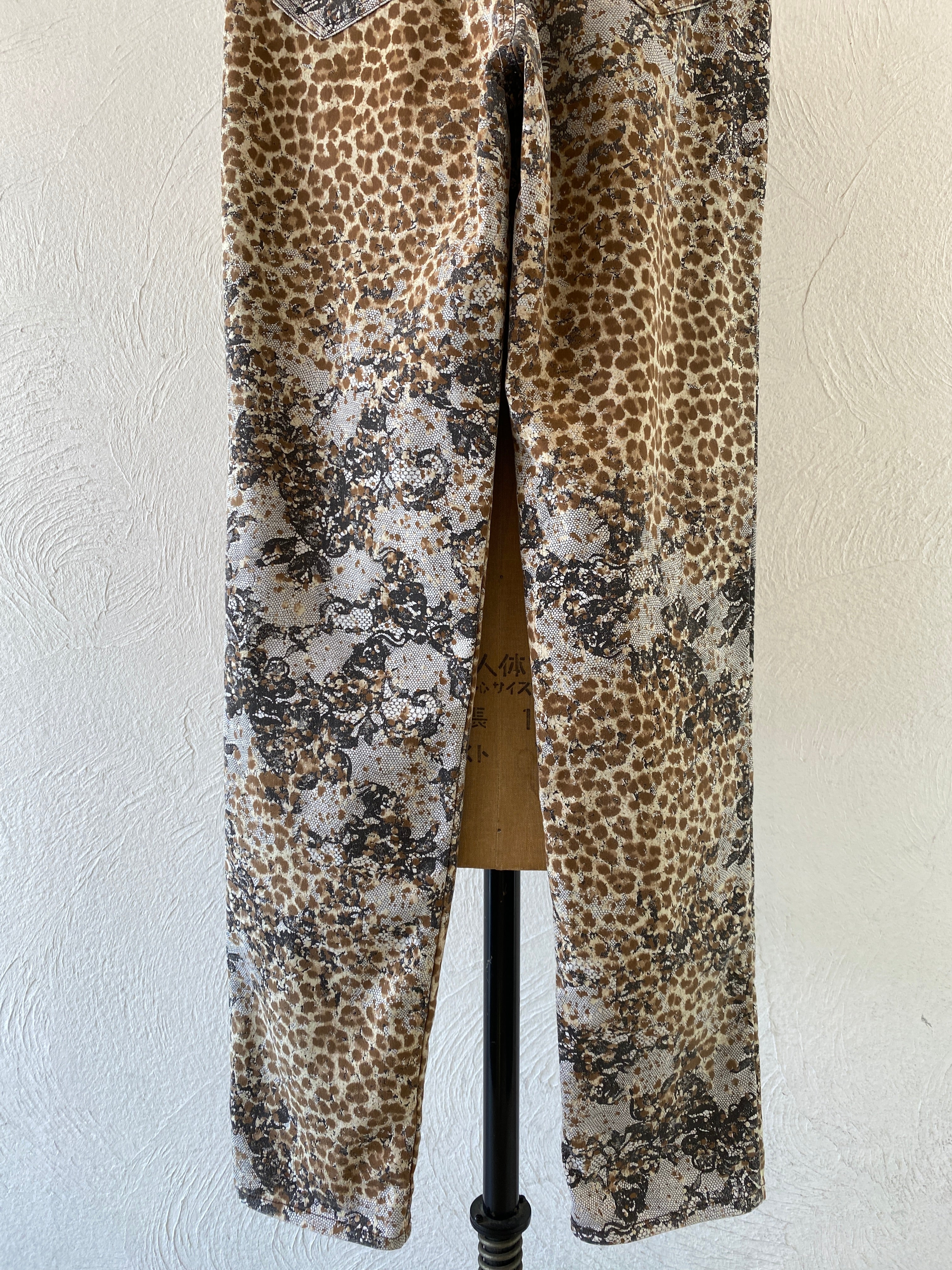 leopard&lace print pants