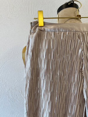 pleats shiny pants