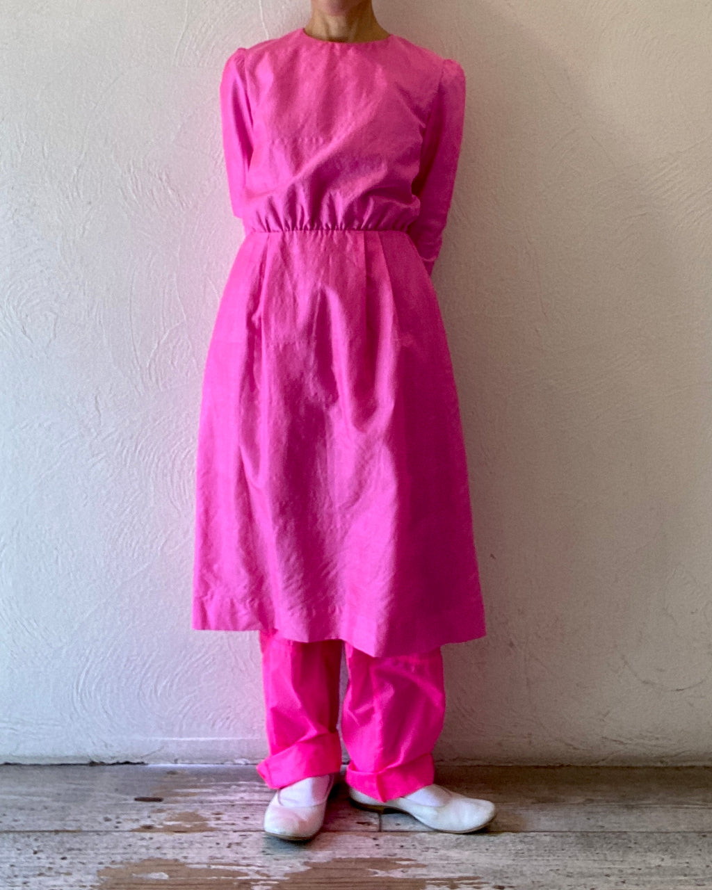 silk neon pink dress