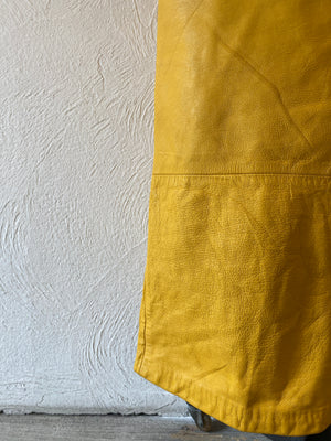 yellow leather skirt