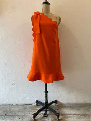 scallop orange dress