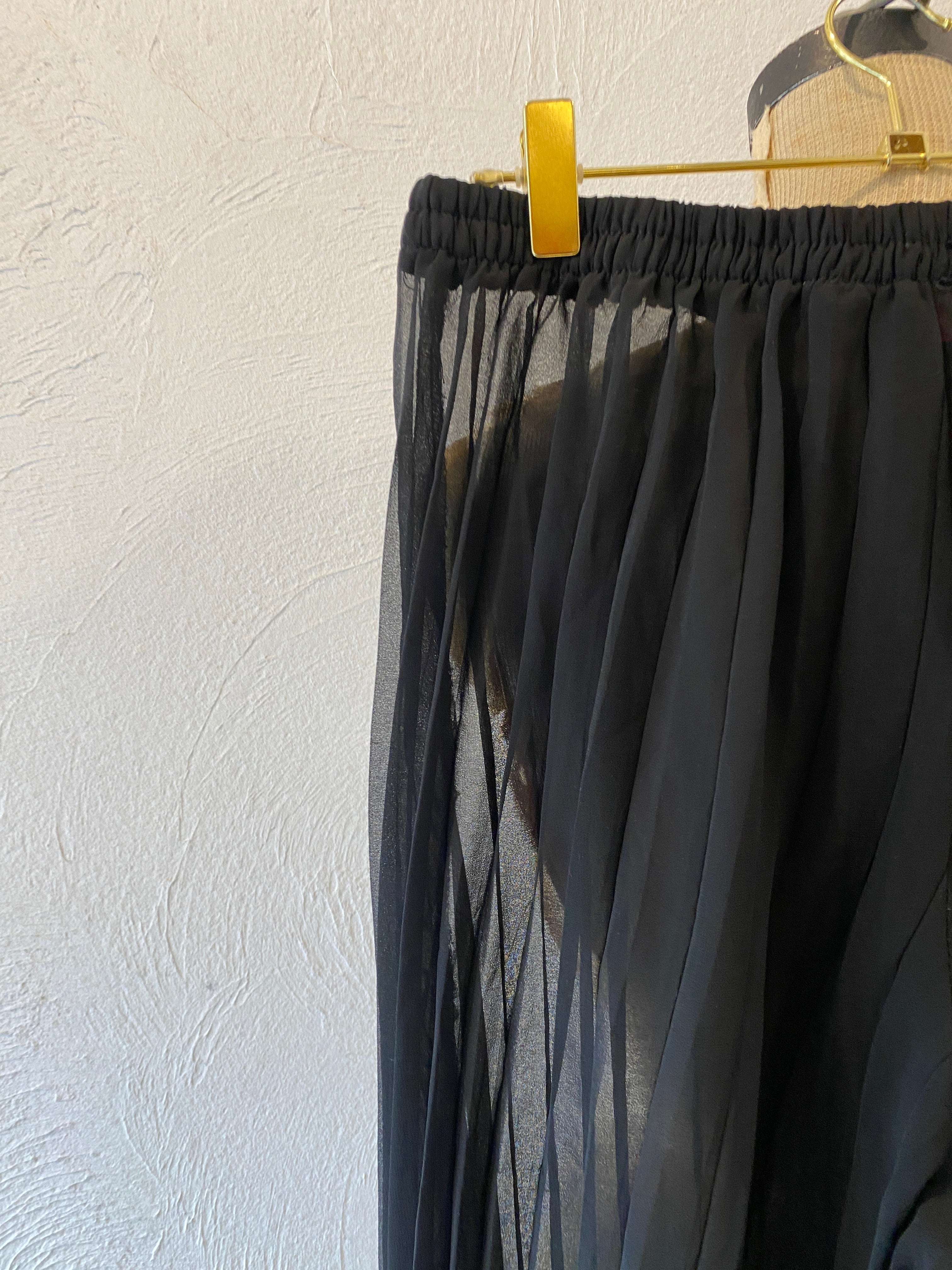 through pleats wide pants