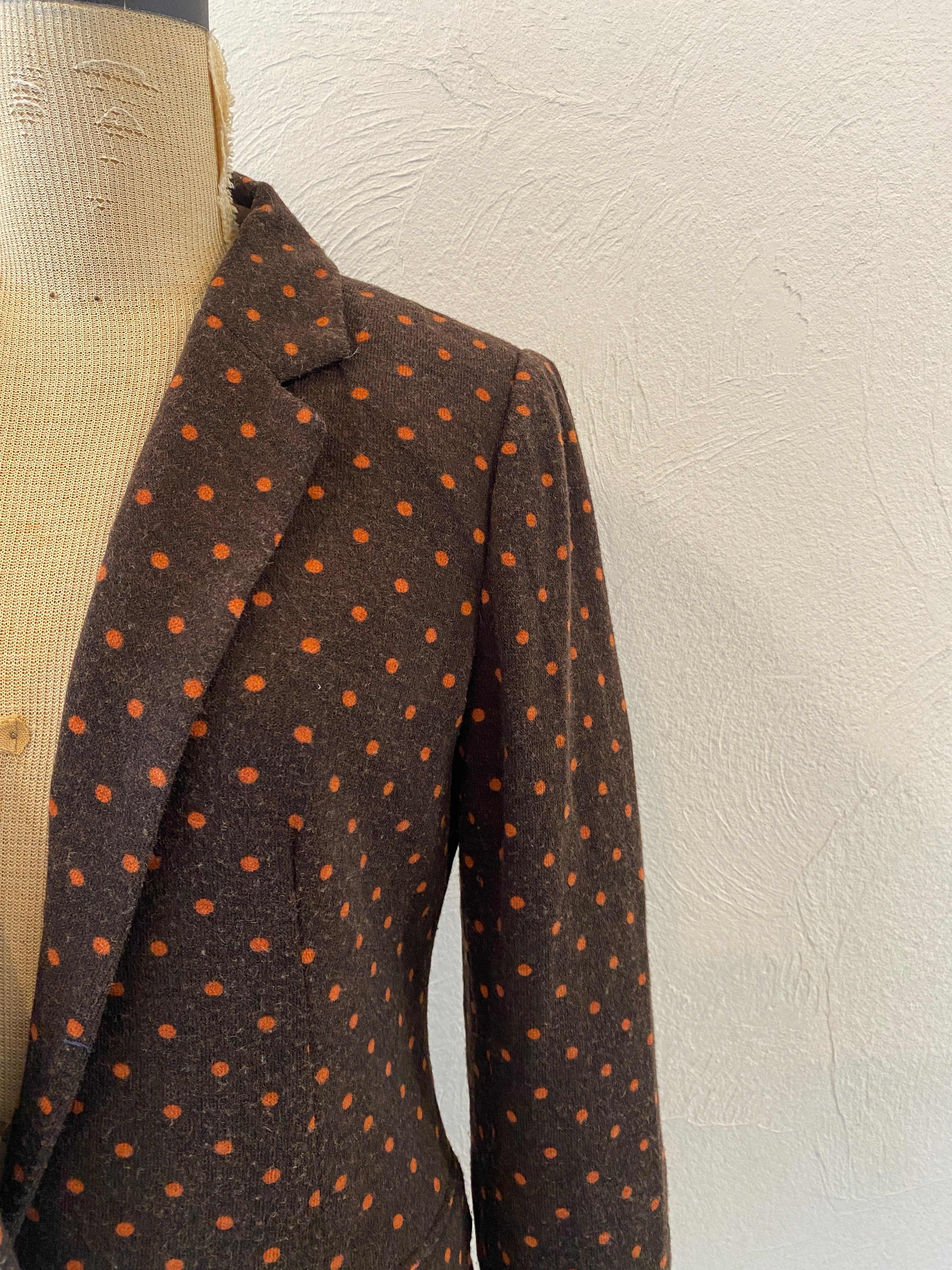 orange dot knit jacket