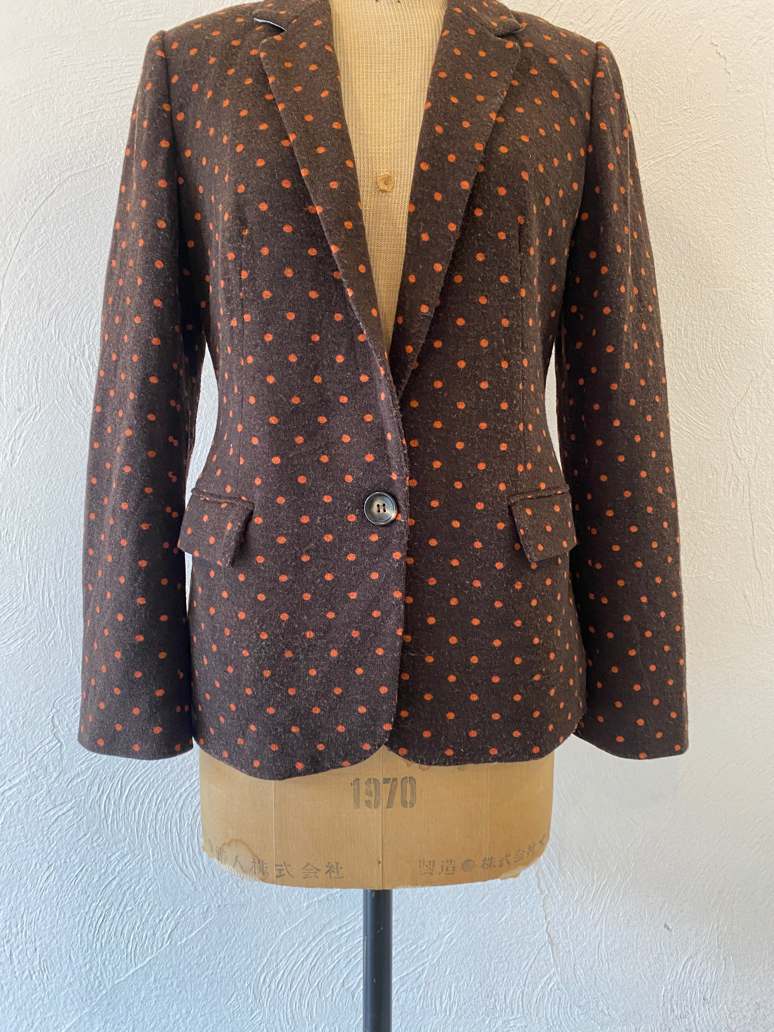 orange dot knit jacket