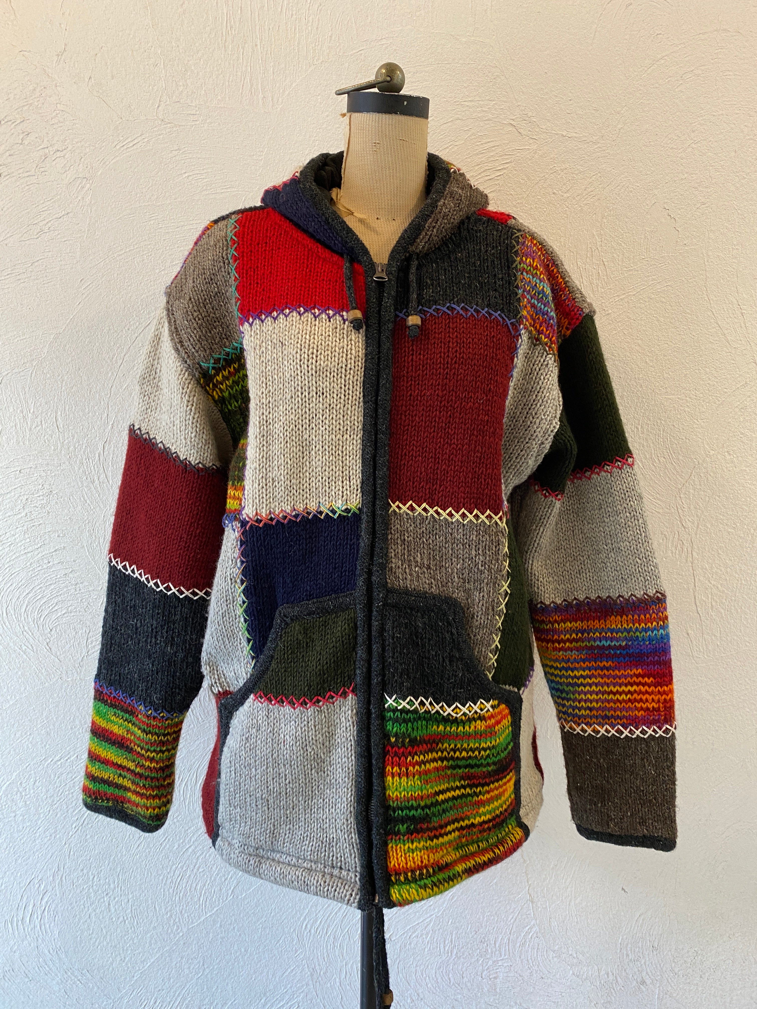 patch knit jacket