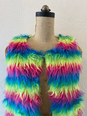 rainbow fur vest