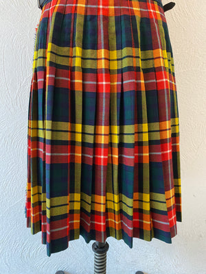 check pleats wrap skirt