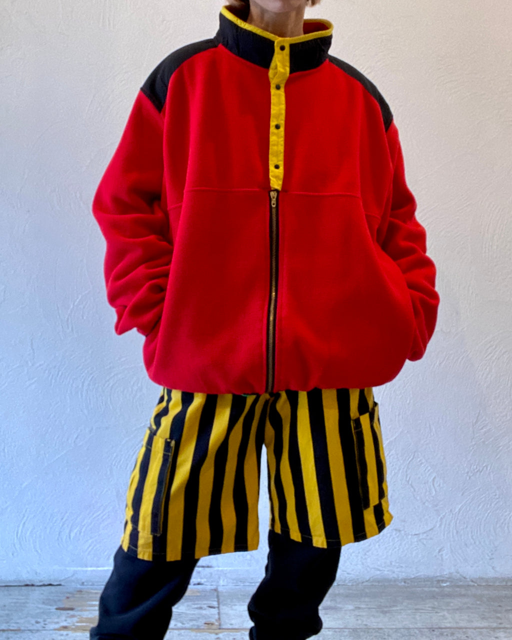 zip red fleece blouson