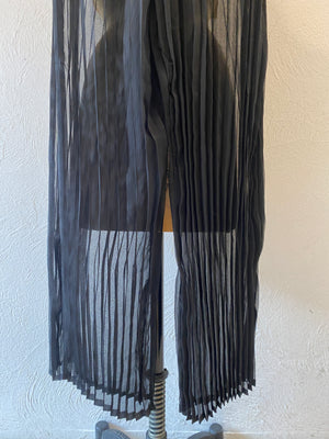 through pleats wide pants