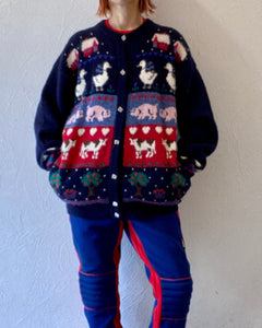 duck pig cow knit cardigan