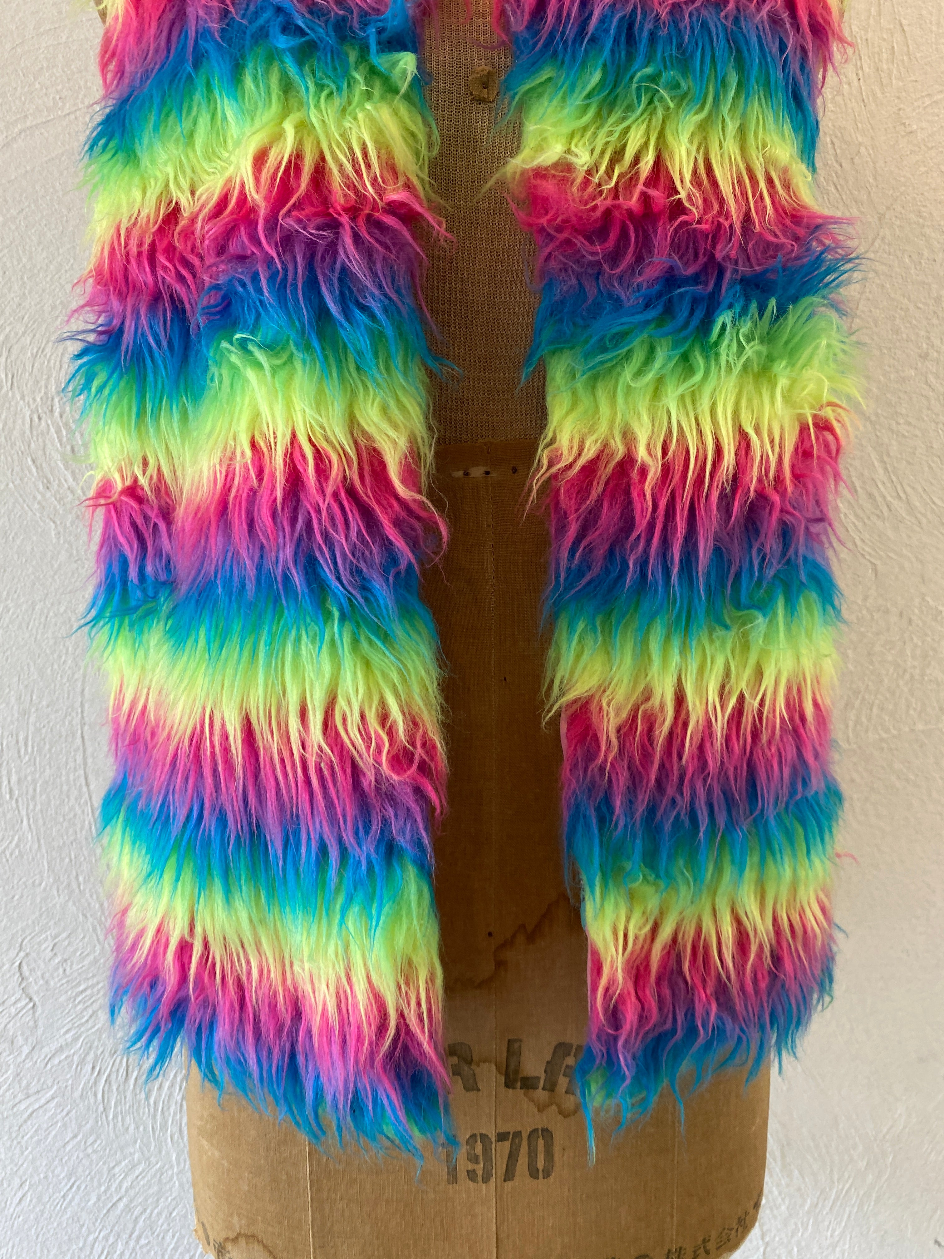 rainbow fur vest