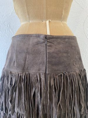 fringe leather skirt