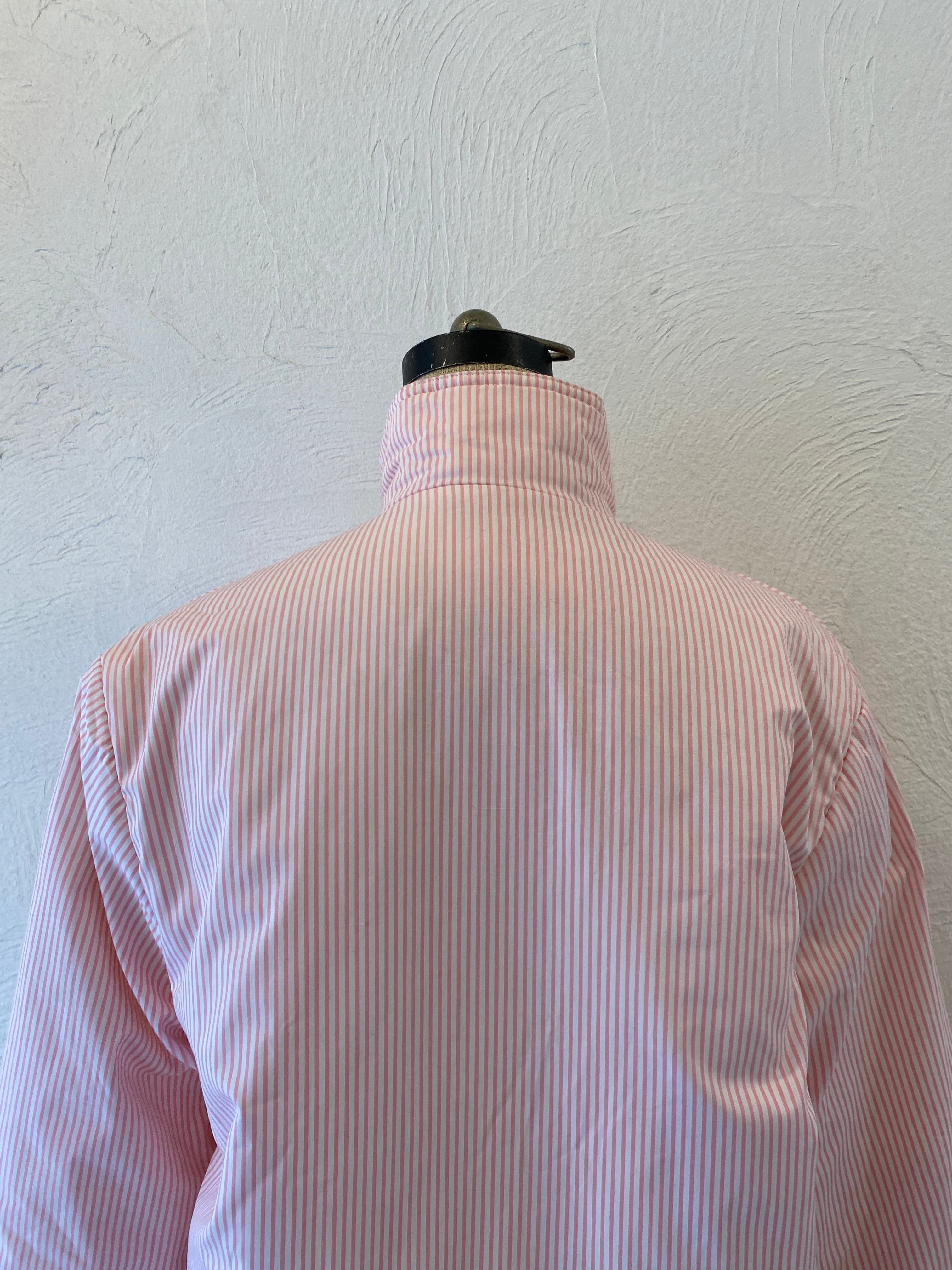 pink stripe padding blouson