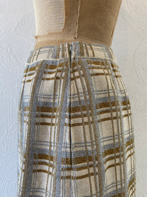 gold silver check skirt