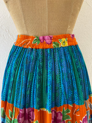 blue&orange switching cotton skirt