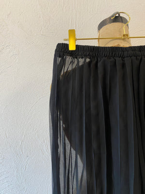 through pleats wide pants