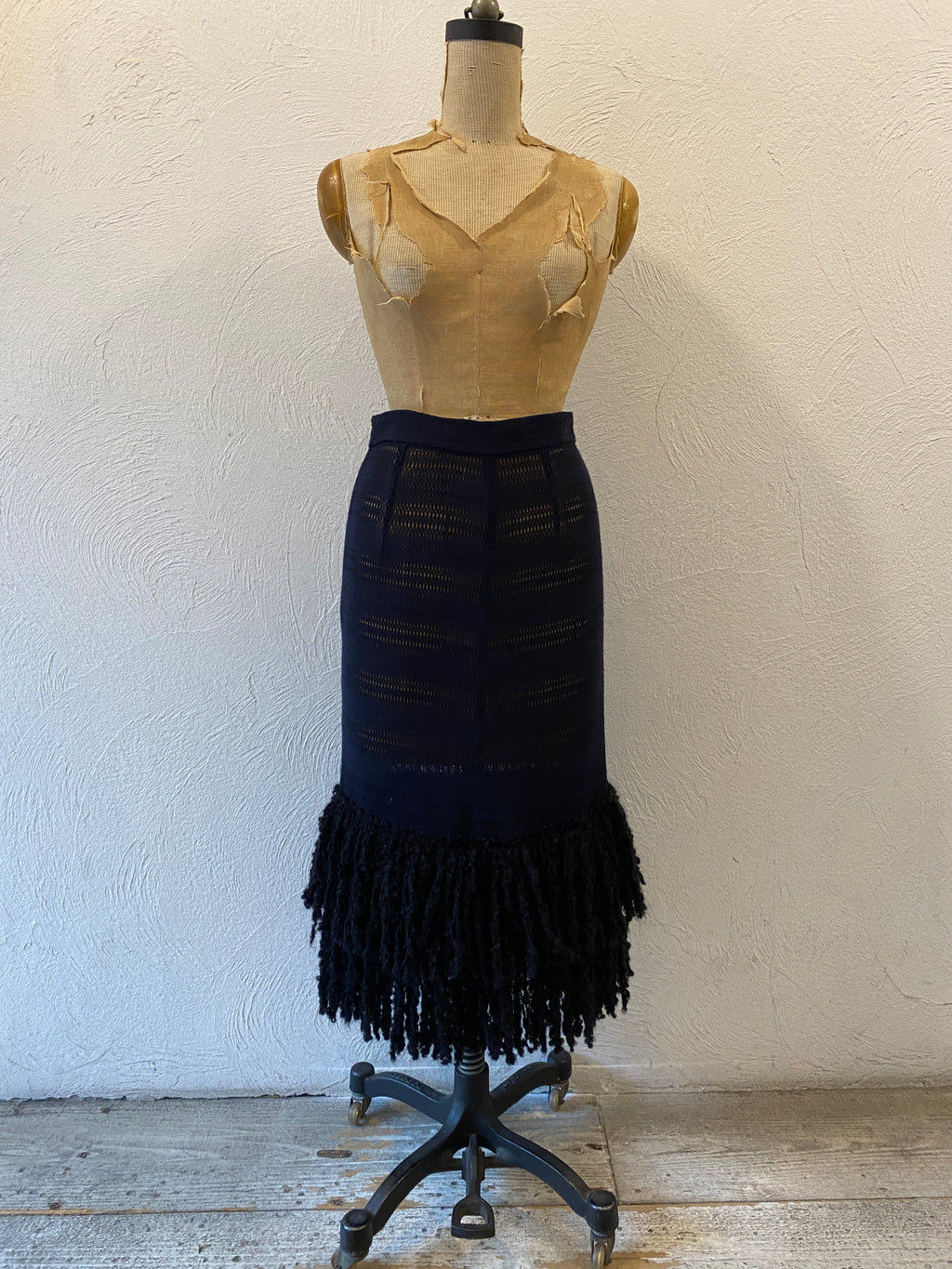 poodle fringe knit skirt