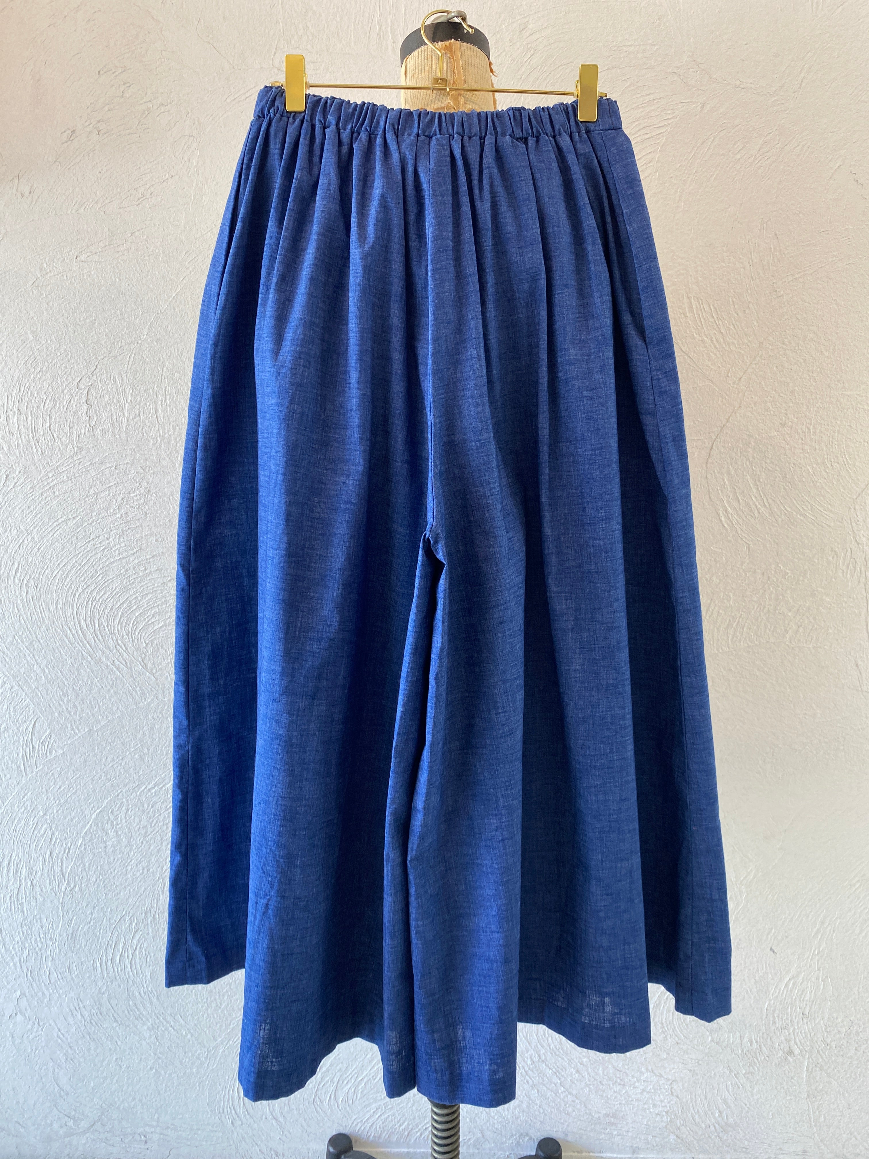 super wide indigo pants