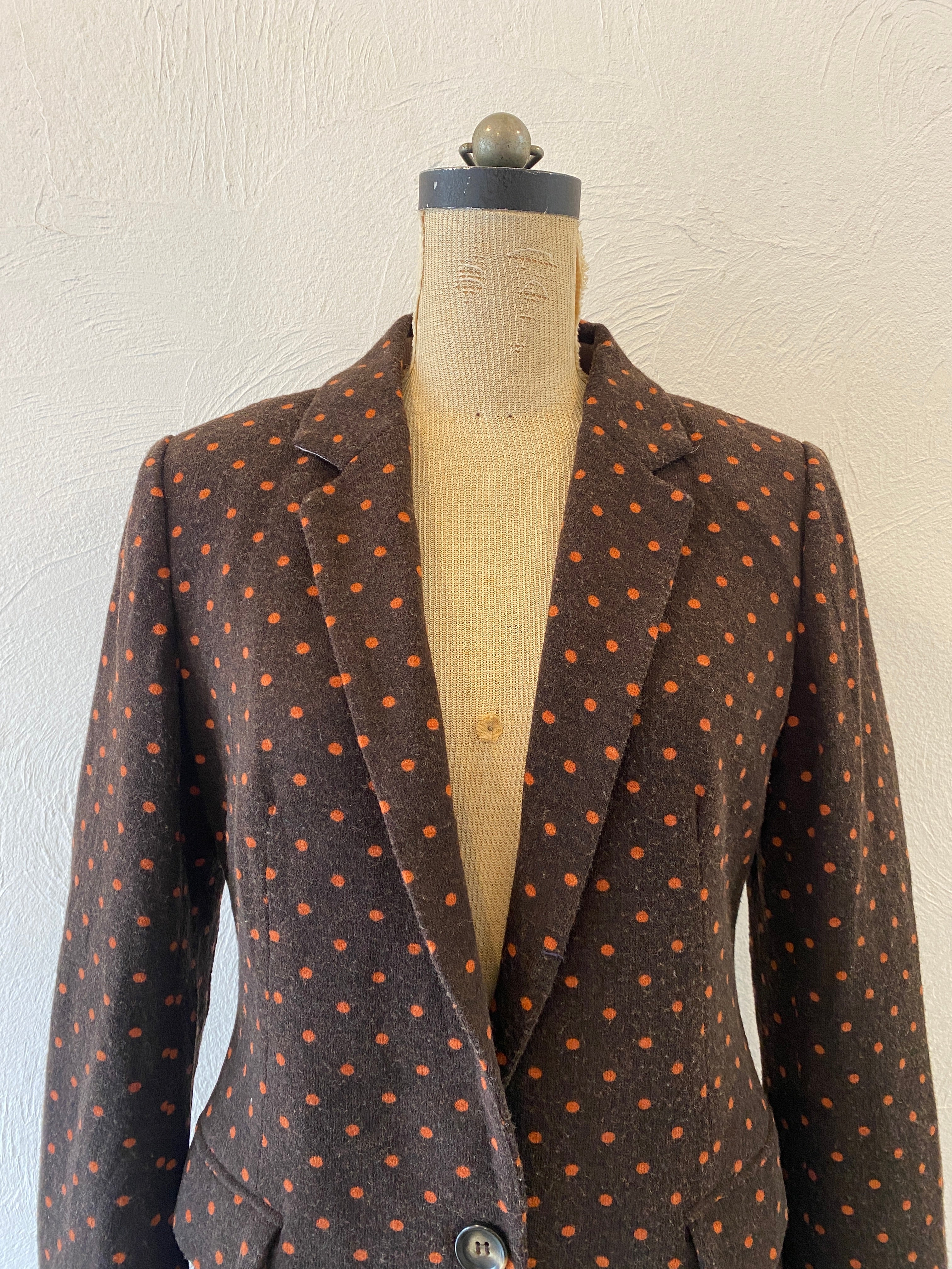 orange dot knit jacket