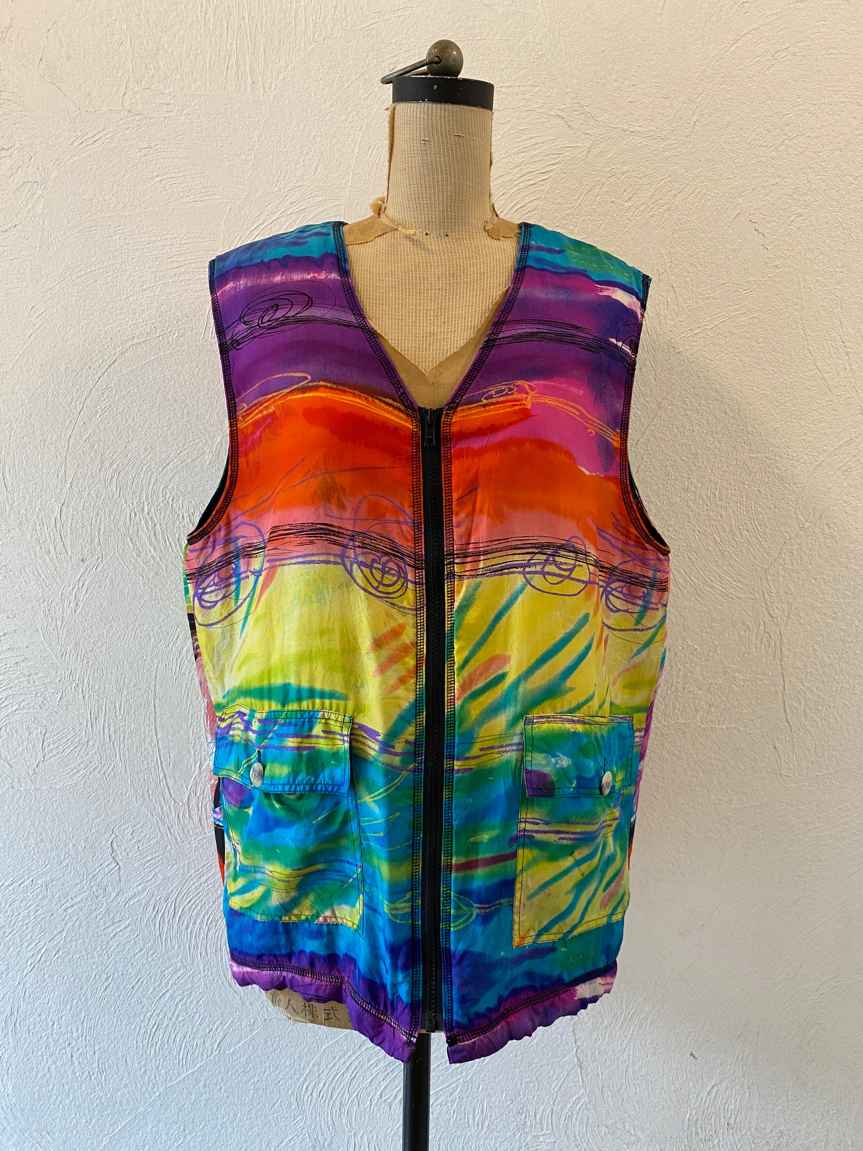 drawing print quilt vest – VIORET