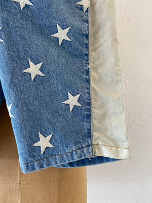 star embroidery denim pants