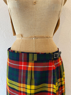 check pleats wrap skirt