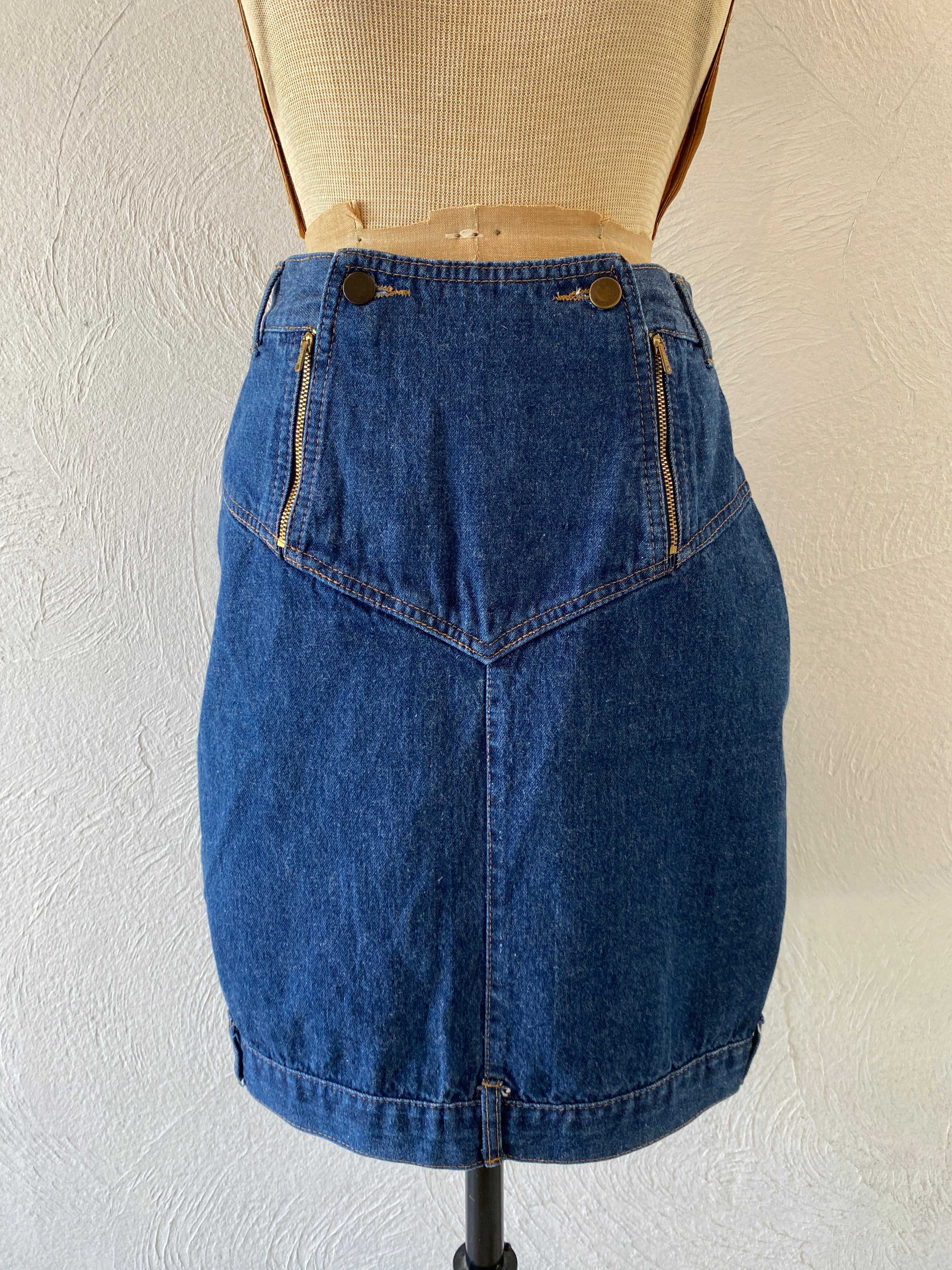 side zip denim skirt